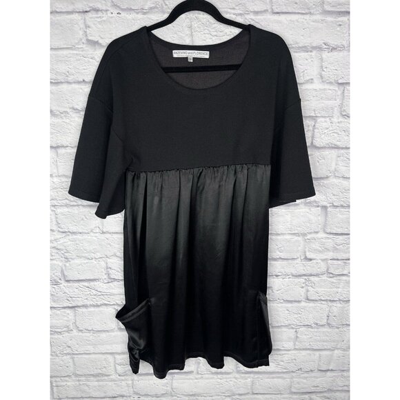 ANZEVINO AND FLORENCE Women's Black Knit Silky Pocketed Dress Small - Picture 1 of 6